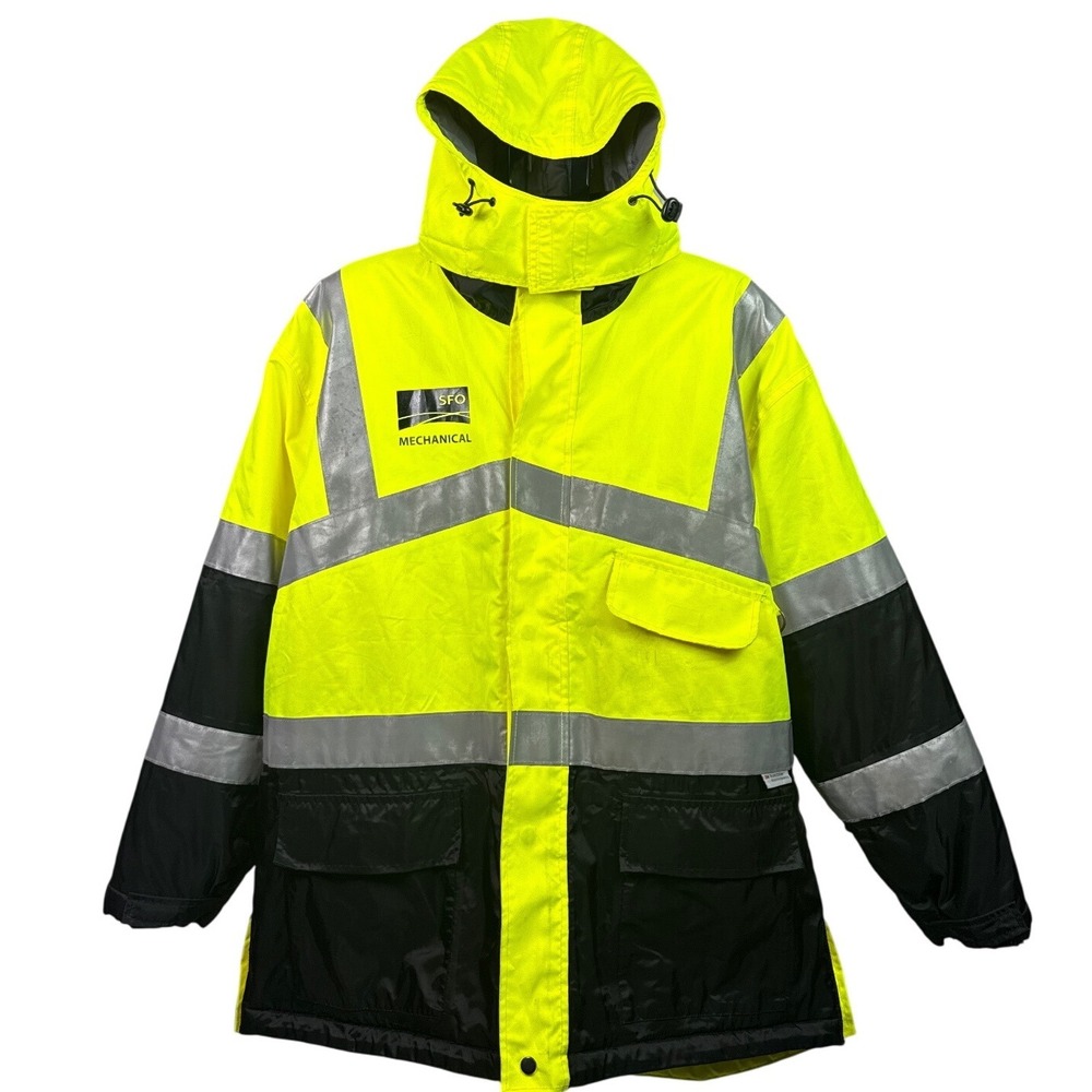 OccuNomix Hi-Vis Yellow Black SFO Mechanical ANSI Class 3 Parka Jacket L/XL